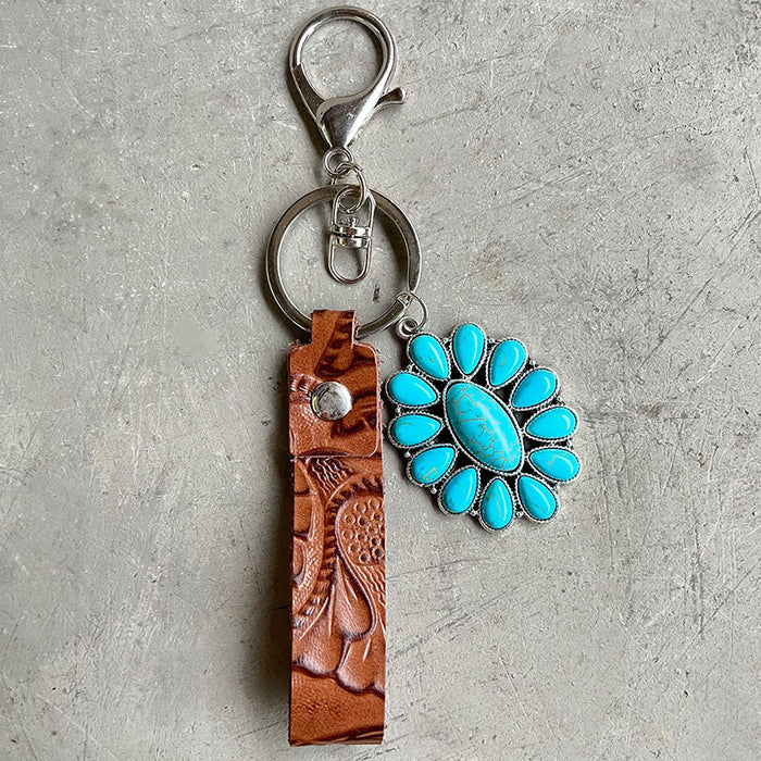 Turquoise Genuine Leather Key Chain  Jessie Knowles