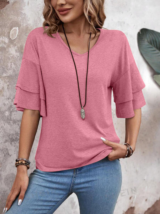 V-Neck Half Sleeve Blouse  Jessie Knowles