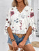 Honey Ruffled Printed V-Neck Half Sleeve Blouse  Jessie Knowles