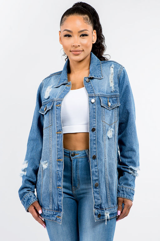 American Bazi Button Up Distressed Denim Jacket JACKET Jessie Knowles