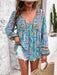 Devine Printed Tie Neck Long Sleeve Blouse  Jessie Knowles