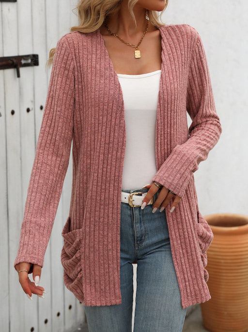 Mandy Open Front Long Sleeve Ribbed Cardigan  Jessie Knowles