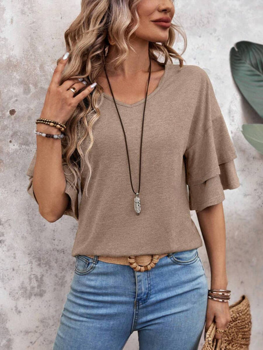 V-Neck Half Sleeve Blouse  Jessie Knowles