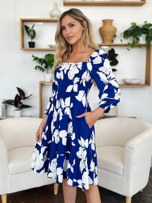 Double Take Floral Ruffle Hem Smocked Dress DRESSES Jessie Knowles