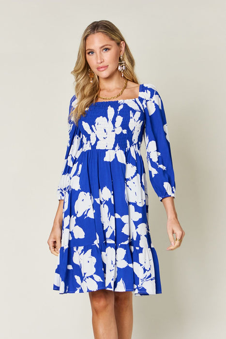 Double Take Floral Ruffle Hem Smocked Dress DRESSES Jessie Knowles