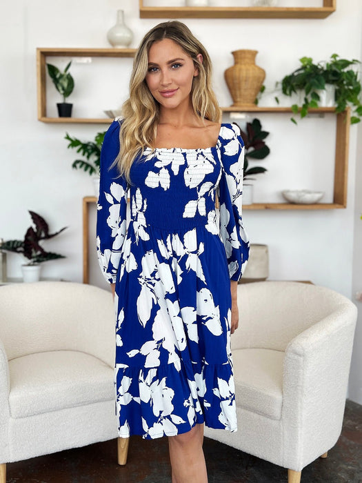 Double Take Floral Ruffle Hem Smocked Dress DRESSES Jessie Knowles