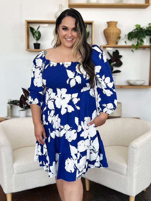 Double Take Floral Ruffle Hem Smocked Dress DRESSES Jessie Knowles