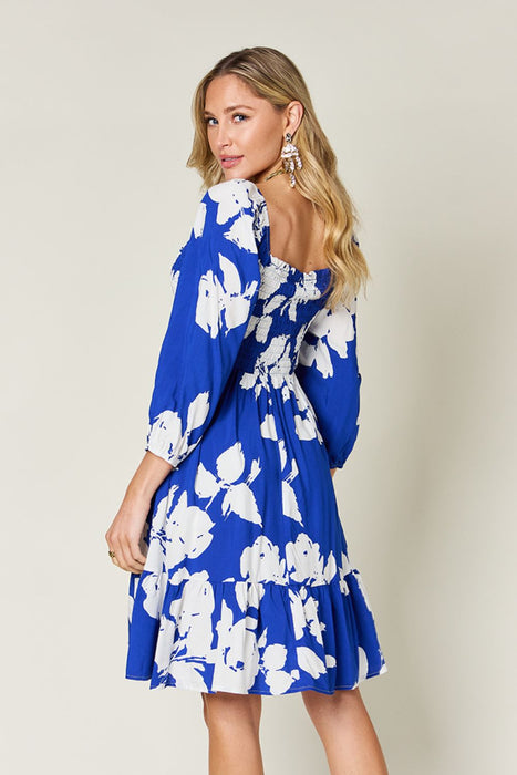 Double Take Floral Ruffle Hem Smocked Dress DRESSES Jessie Knowles