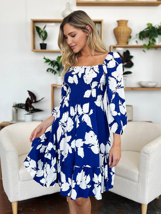 Double Take Floral Ruffle Hem Smocked Dress DRESSES Jessie Knowles