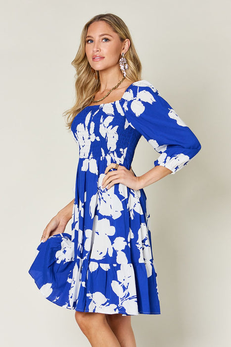 Double Take Floral Ruffle Hem Smocked Dress DRESSES Jessie Knowles