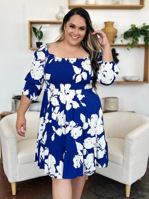 Double Take Floral Ruffle Hem Smocked Dress DRESSES Jessie Knowles