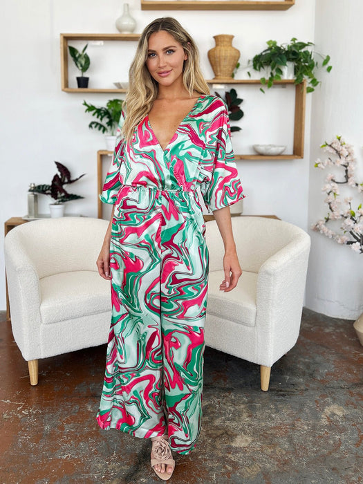 Double Take Half Sleeve Wide Leg Jumpsuit DRESSES Jessie Knowles