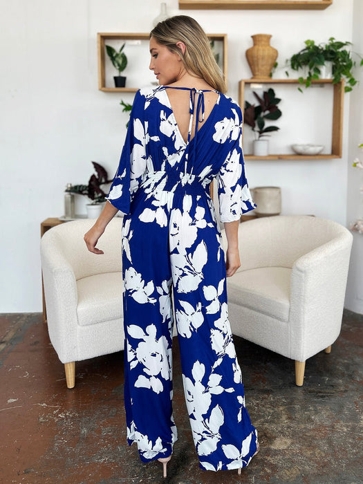 Double Take Printed Tie Back Wide Leg Jumpsuit INTIMATES Jessie Knowles