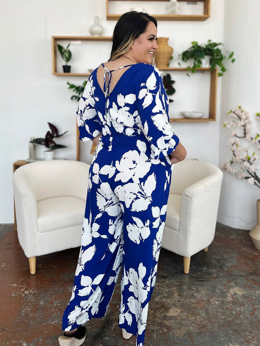 Double Take Printed Tie Back Wide Leg Jumpsuit INTIMATES Jessie Knowles