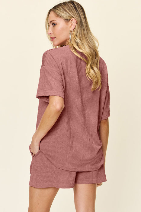 Double Take Round Neck Short Sleeve T-Shirt and Shorts Set  Jessie Knowles