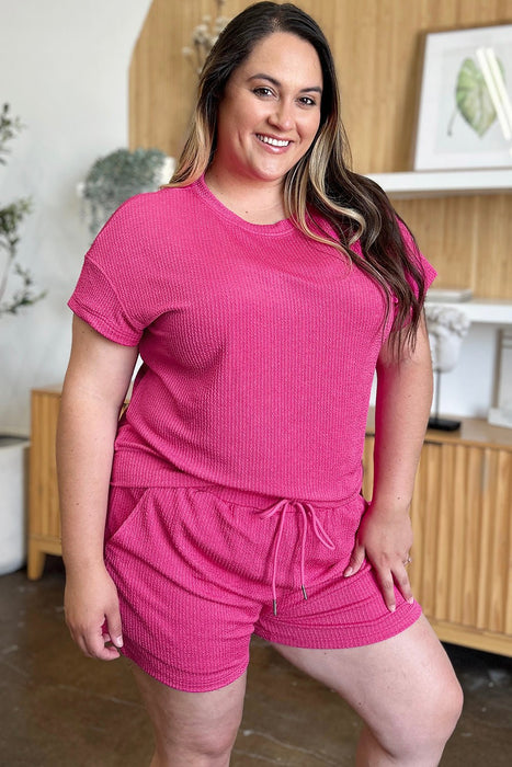 Double Take Round Neck Short Sleeve T-Shirt and Shorts Set TOPS Jessie Knowles