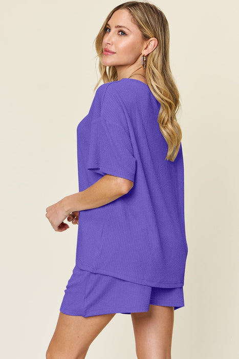 Double Take Round Neck Short Sleeve T-Shirt and Shorts Set TOPS Jessie Knowles