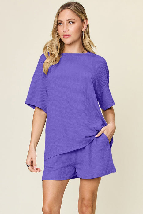 Double Take Round Neck Short Sleeve T-Shirt and Shorts Set TOPS Jessie Knowles