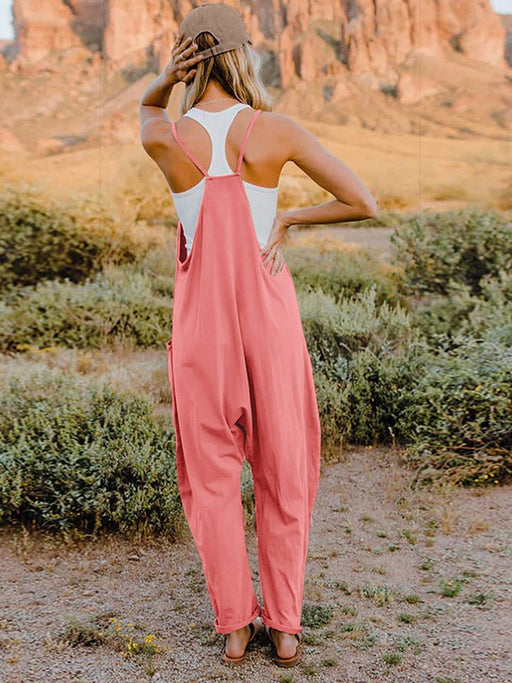 Double Take Sleeveless V-Neck Pocketed Jumpsuit JUMPSUITS Jessie Knowles