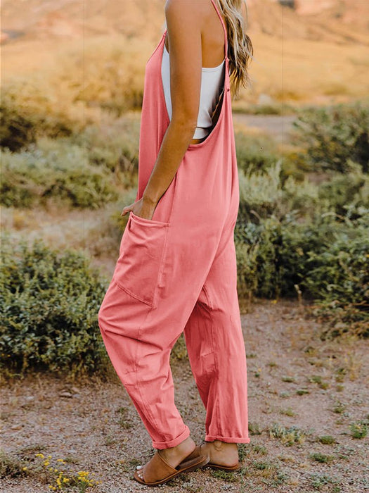 Double Take Sleeveless V-Neck Pocketed Jumpsuit JUMPSUITS Jessie Knowles