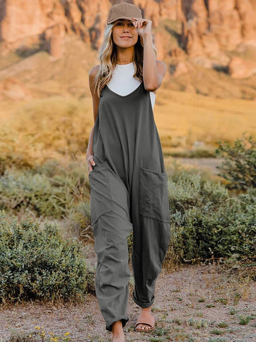 Sleeveless V-Neck Pocketed Jumpsuit - Double Take JUMPSUITS Jessie Knowles