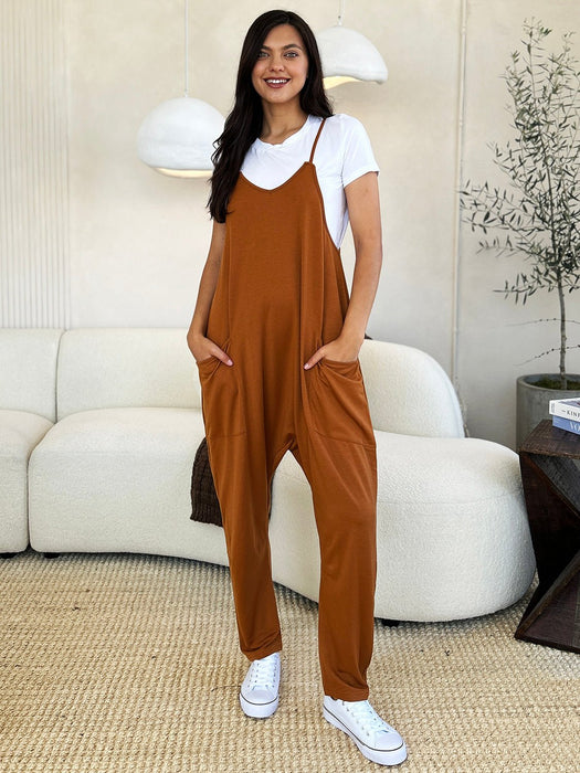 Sleeveless V-Neck Pocketed Jumpsuit - Double Take JUMPSUITS Jessie Knowles