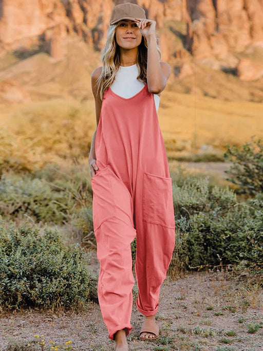 Double Take Sleeveless V-Neck Pocketed Jumpsuit JUMPSUITS Jessie Knowles