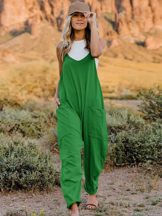 Sleeveless V-Neck Pocketed Jumpsuit - Double Take JUMPSUITS Jessie Knowles