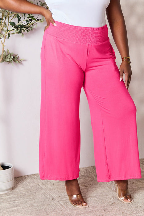 Double Take Smocked Wide Waistband Wide Leg Pants BOTTOMS Jessie Knowles