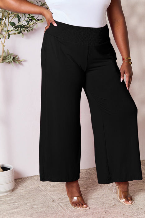 Double Take Smocked Wide Waistband Wide Leg Pants BOTTOMS Jessie Knowles