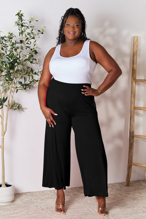 Double Take Smocked Wide Waistband Wide Leg Pants BOTTOMS Jessie Knowles