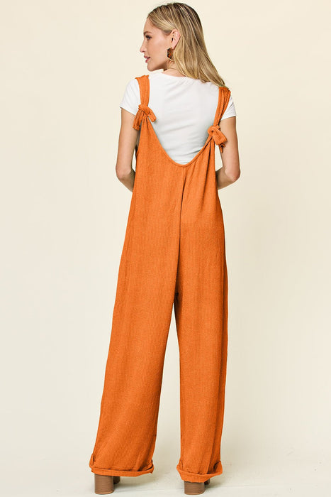 Double Take Texture Sleeveless Wide Leg Jumpsuit TOPS Jessie Knowles