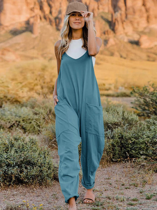 Double Take V-Neck Sleeveless Jumpsuit with Pockets SETS Jessie Knowles