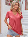 Double Take Ruched V-Neck Short Sleeve T-Shirt TOPS Jessie Knowles