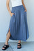 Doublju Comfort Princess High Waist Scoop Hem Maxi Skirt in Dusty Blue  Jessie Knowles