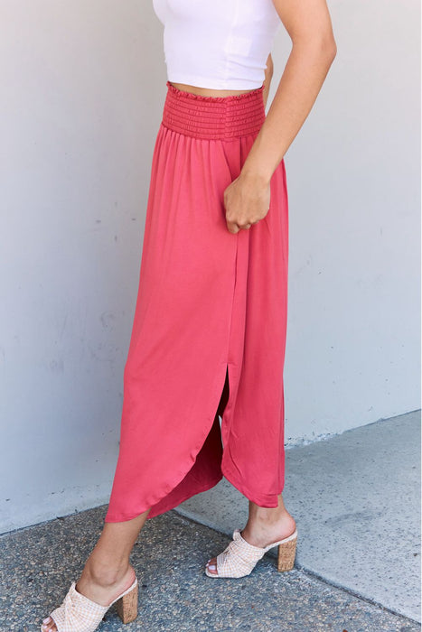 Doublju Comfort Princess High Waist Scoop Hem Maxi Skirt in Hot Pink DRESSES Jessie Knowles