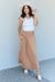 Doublju Comfort Princess High Waist Scoop Hem Maxi Skirt in Tan  Jessie Knowles