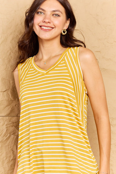 Doublju Talk To Me Striped Sleeveless V-Neck Top  Jessie Knowles