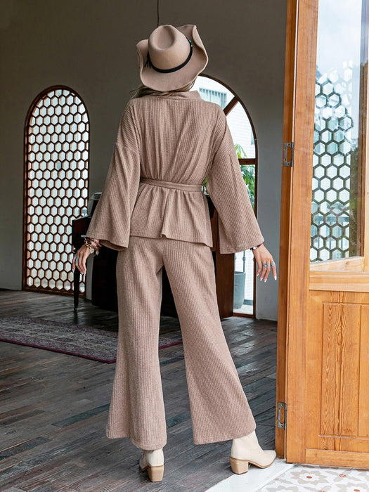 Dropped Shoulder Cardigan and Pants Set SETS Jessie Knowles