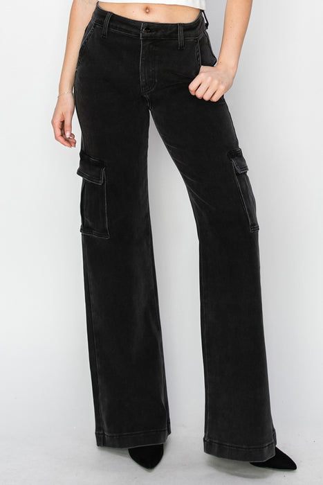 Risen Full Size High Rise Wide Leg Cargo Jeans  Jessie Knowles