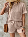 Lovelet Textured Round Neck Short Sleeve Top and Shorts Set  Jessie Knowles