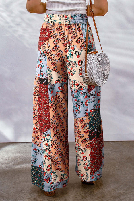 Full Size Drawstring Printed Wide Leg Pants  Jessie Knowles