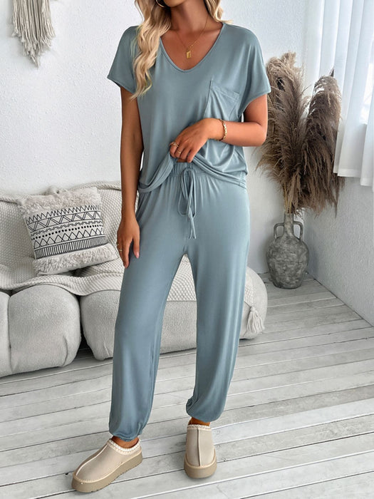 Devine V-Neck Short Sleeve Top and Pants Set  Jessie Knowles