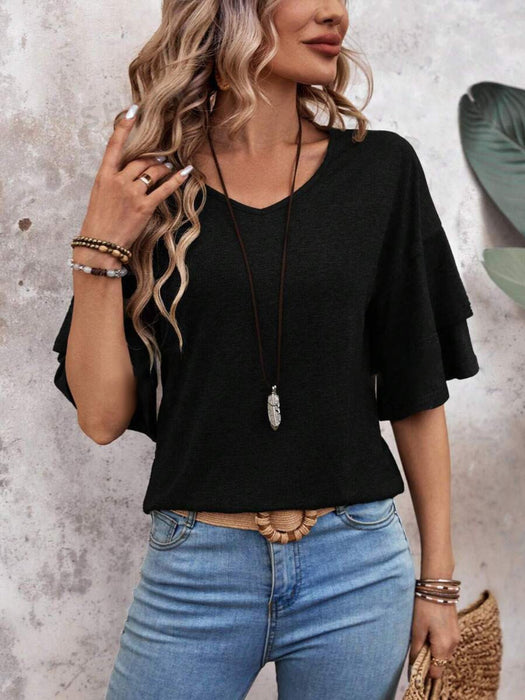 V-Neck Half Sleeve Blouse  Jessie Knowles