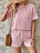 Lovelet Textured Round Neck Short Sleeve Top and Shorts Set  Jessie Knowles