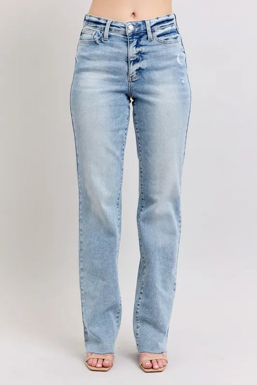 Judy Blue Midi Rise Light Wash Dad Jeans Plus Size BOTTOMS Jessie Knowles