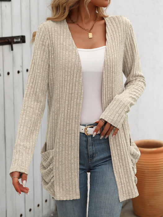 Mandy Open Front Long Sleeve Ribbed Cardigan  Jessie Knowles