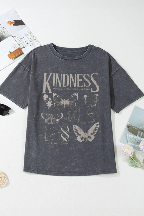 Kindness Butterflies Graphic Mineral Wash Loose Tee TOPS Jessie Knowles