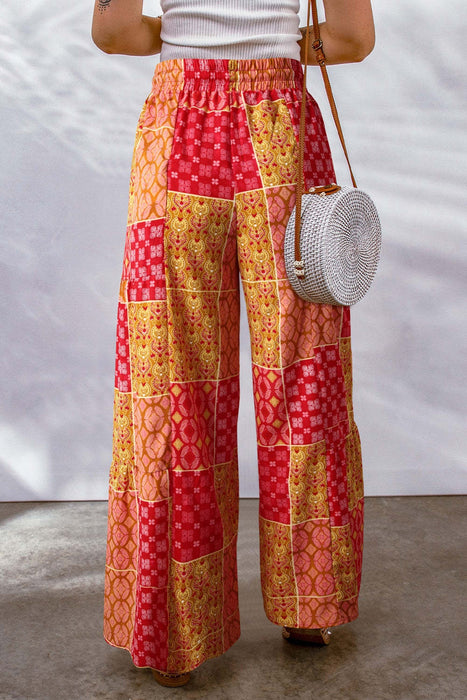 Full Size Drawstring Printed Wide Leg Pants  Jessie Knowles