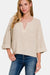 Zenana Notched Side Slit Patch Sweater  Jessie Knowles